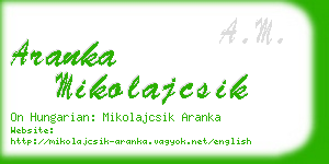 aranka mikolajcsik business card